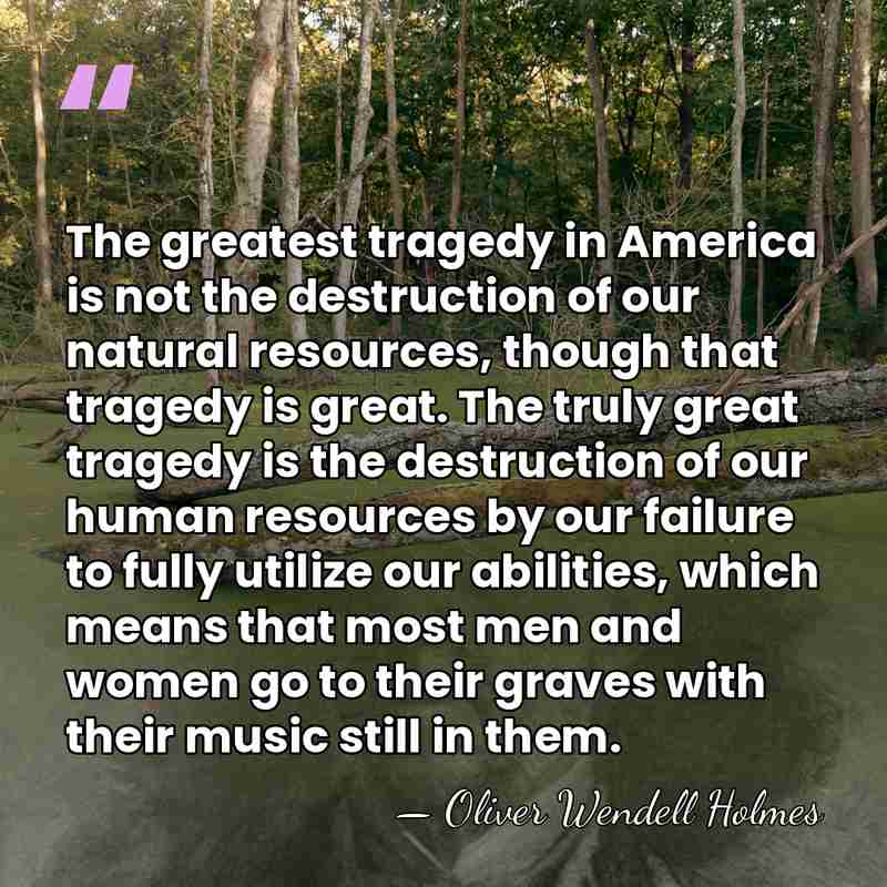 The greatest tragedy in America is not the destruction of our natural&hellip; - Oliver Wendell Holmes