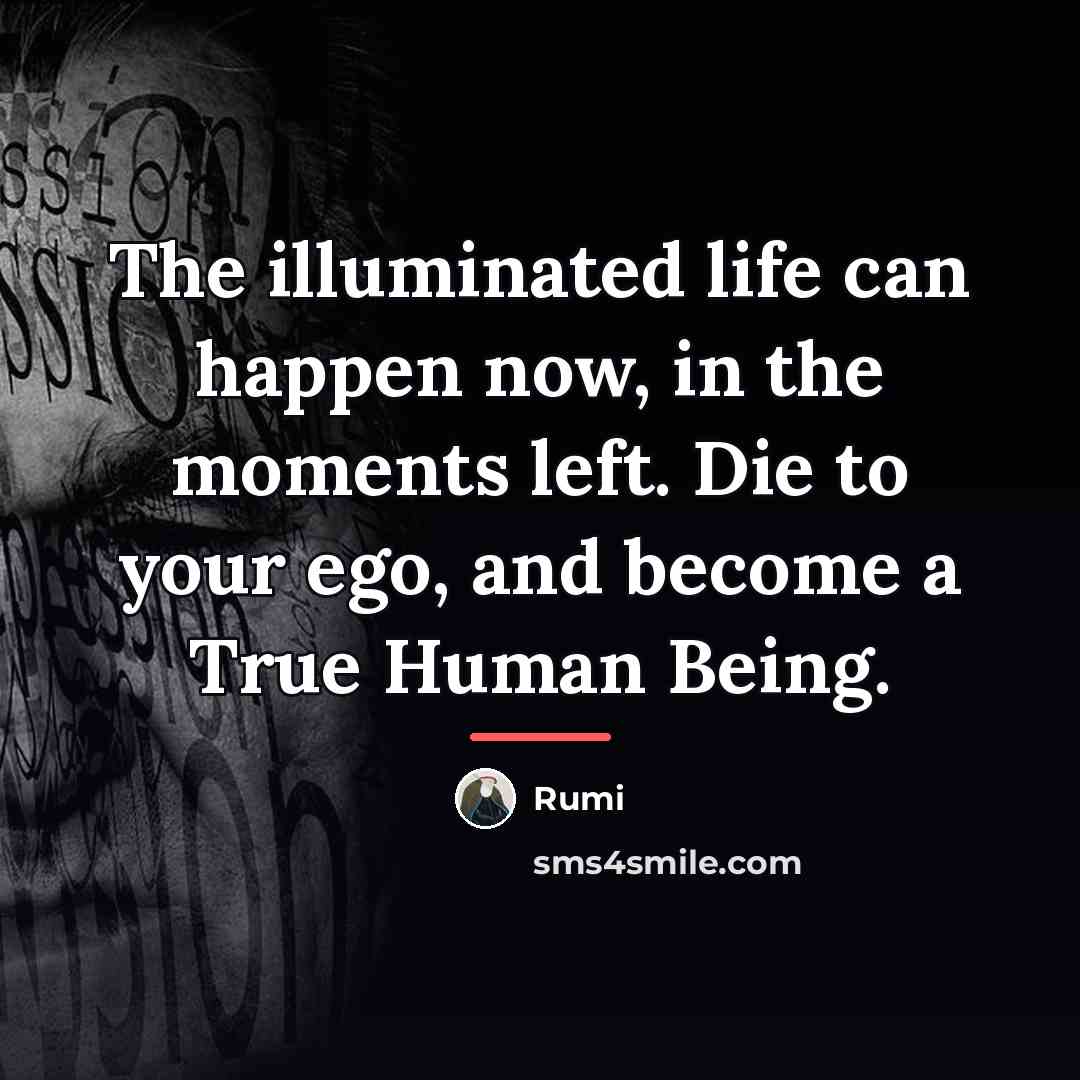 “The illuminated life can happen now, in the moments left.…” quote by Rumi