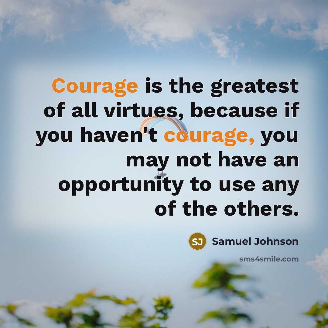 “Courage is the greatest of all virtues, because if you…” quote by Samuel Johnson
