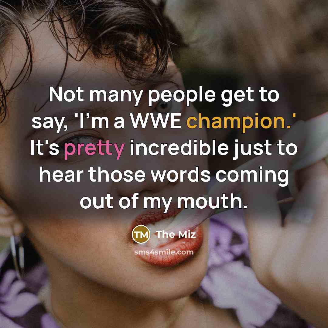 “Not many people get to say, 'I'm a WWE champion.'…” quote by The Miz