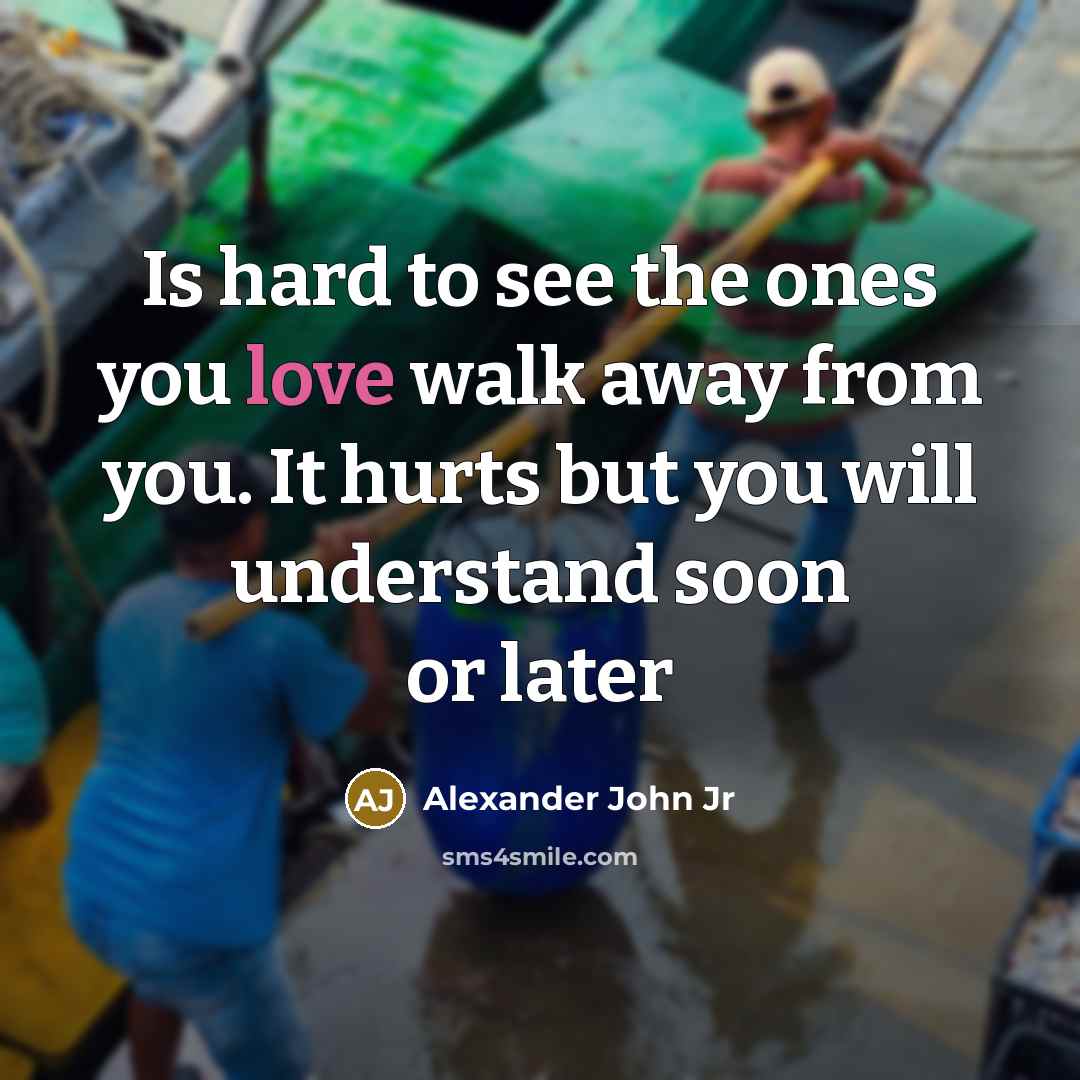 “Is hard to see the ones you love walk away from you. It hurts but you will understand soon or later” quote by Alexander John Jr