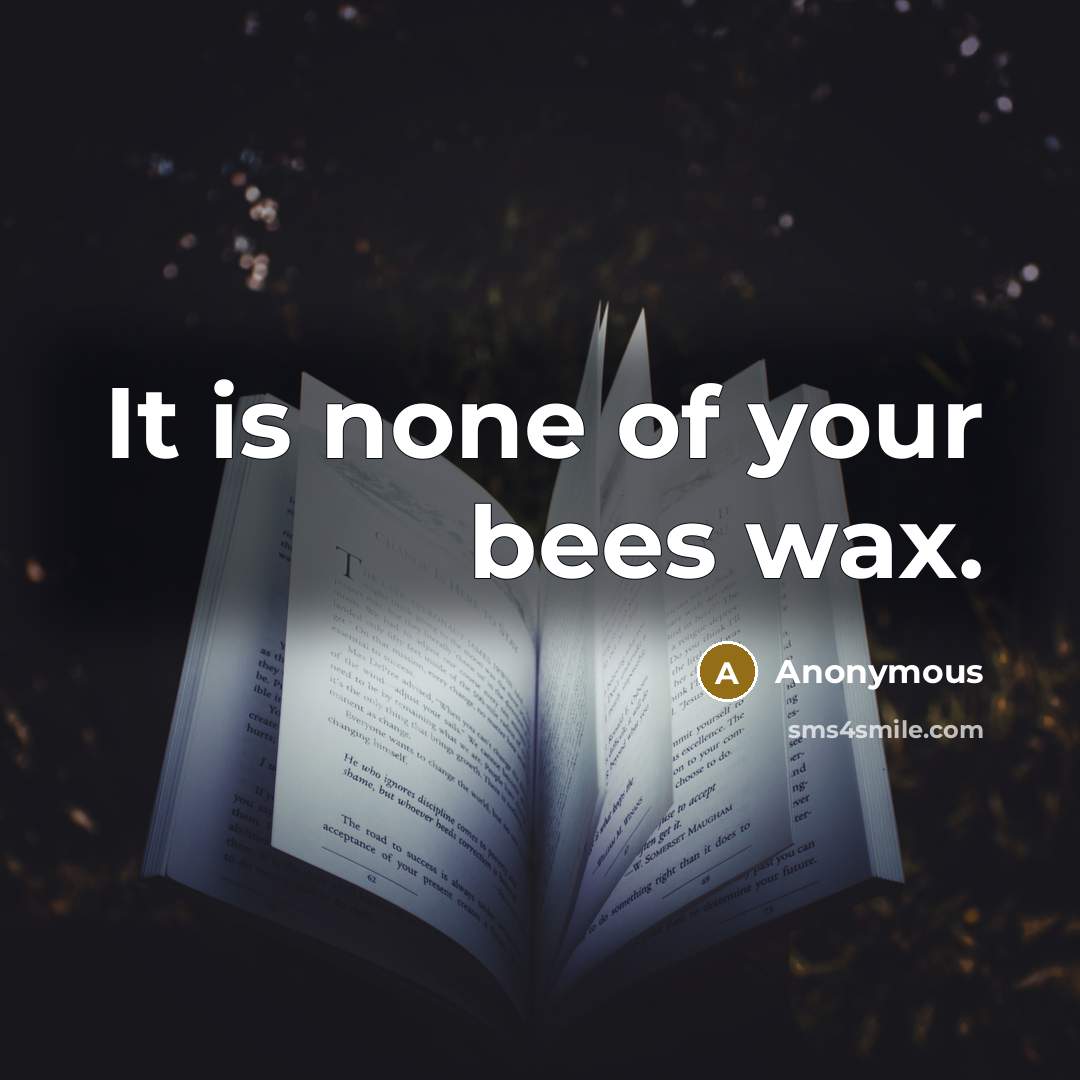 “It is none of your bees wax.…” quote by Anonymous