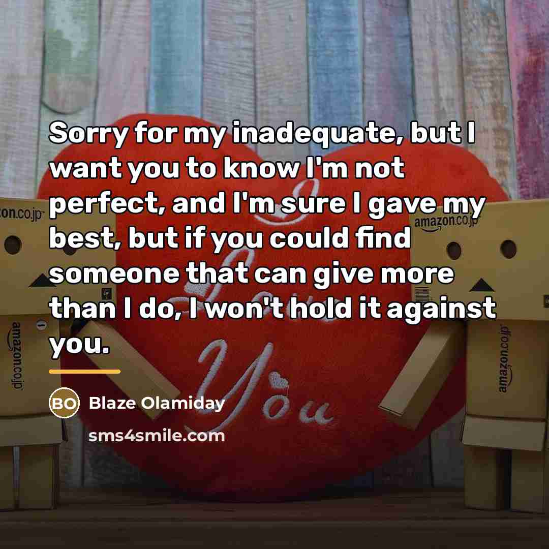 “Sorry for my inadequate, but I want you to know…” quote by Blaze Olamiday