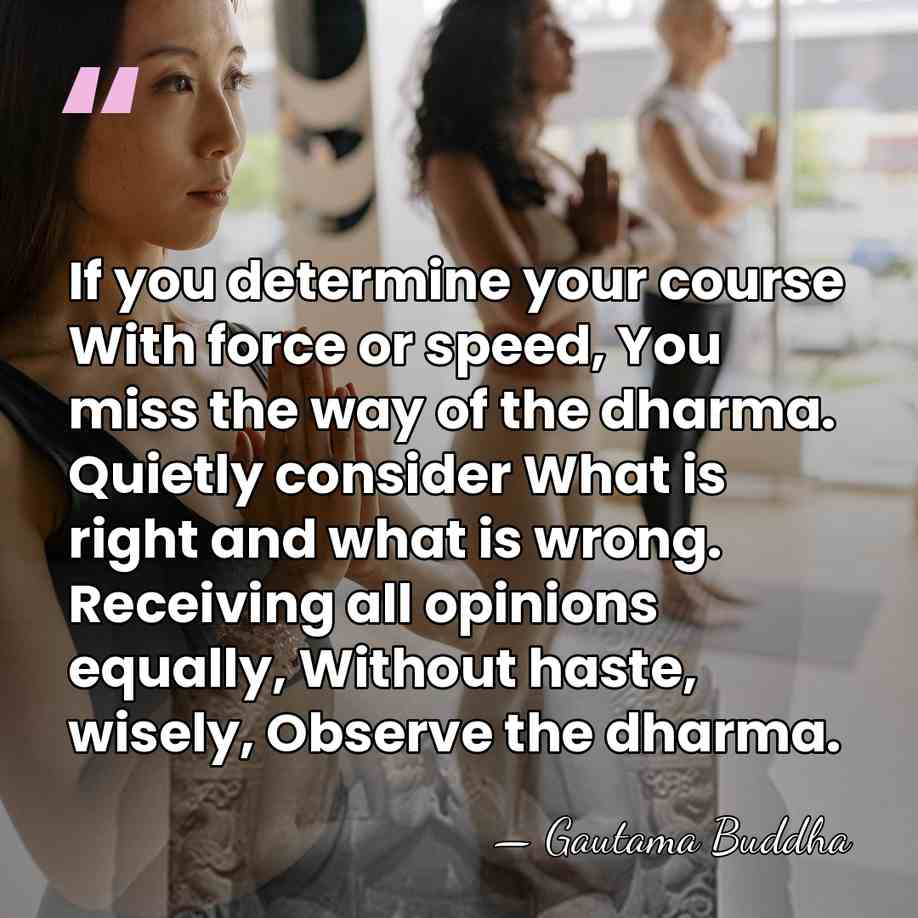 If you determine your course With force or speed, You miss the&hellip; - Gautama Buddha