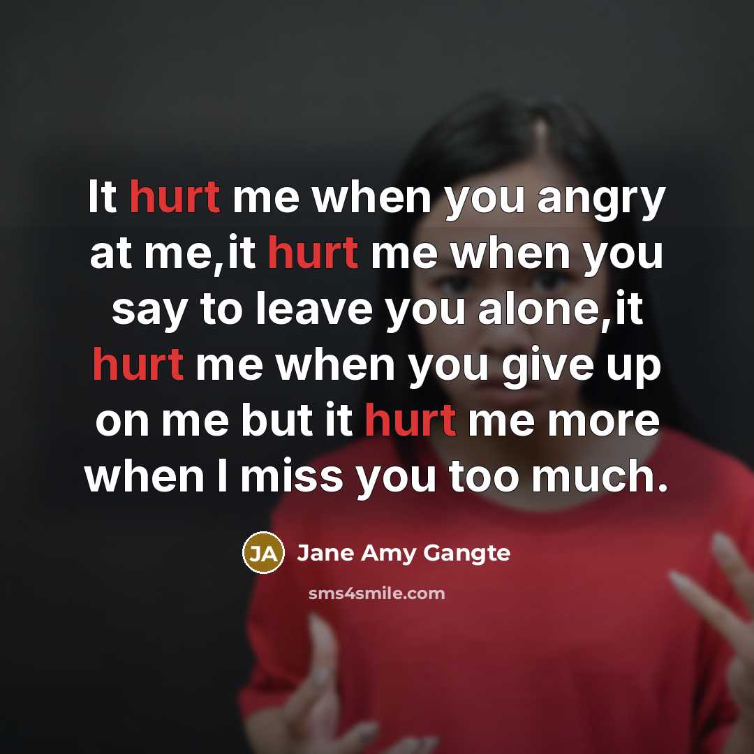 “It hurt me when you angry at me,it hurt me…” quote by Jane Amy Gangte