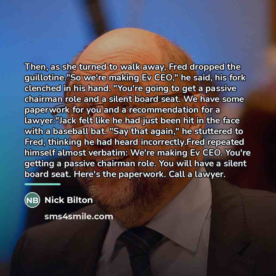 “Then, as she turned to walk away, Fred dropped the…” quote by Nick Bilton