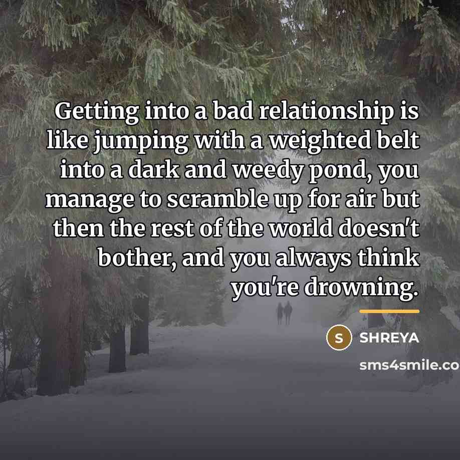 “Getting into a bad relationship is like jumping with a…” quote by SHREYA