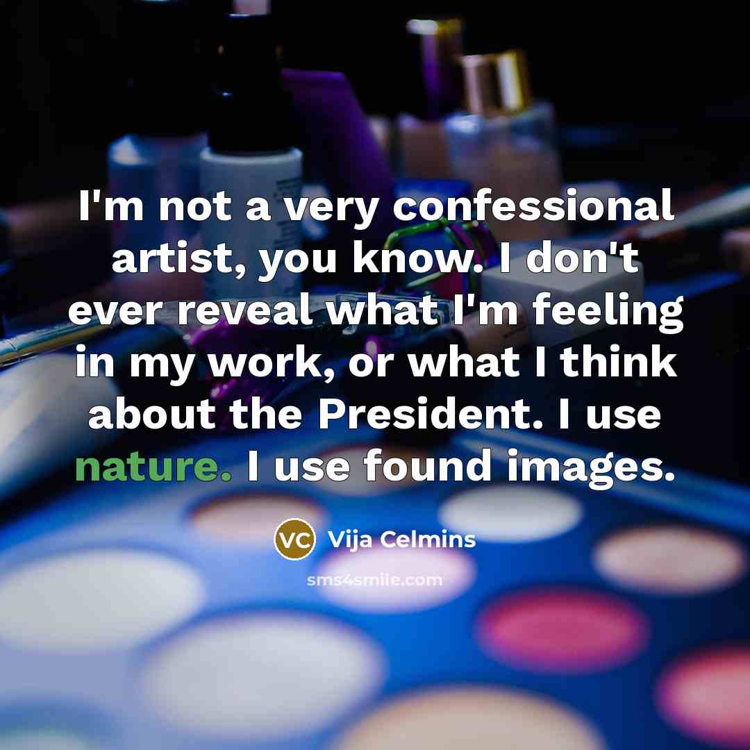 “I'm not a very confessional artist, you know. I don't…” quote by Vija Celmins