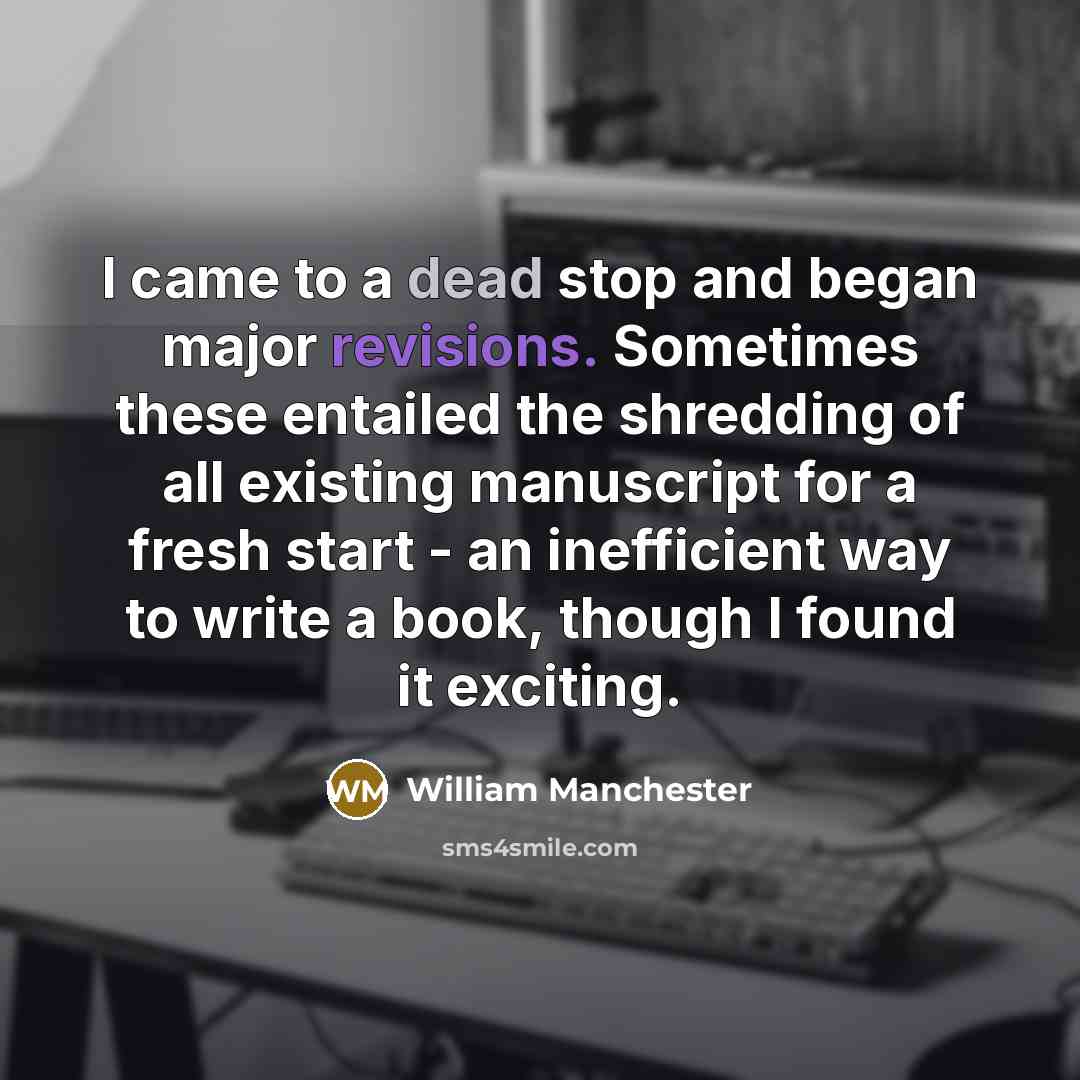 “I came to a dead stop and began major revisions.…” quote by William Manchester