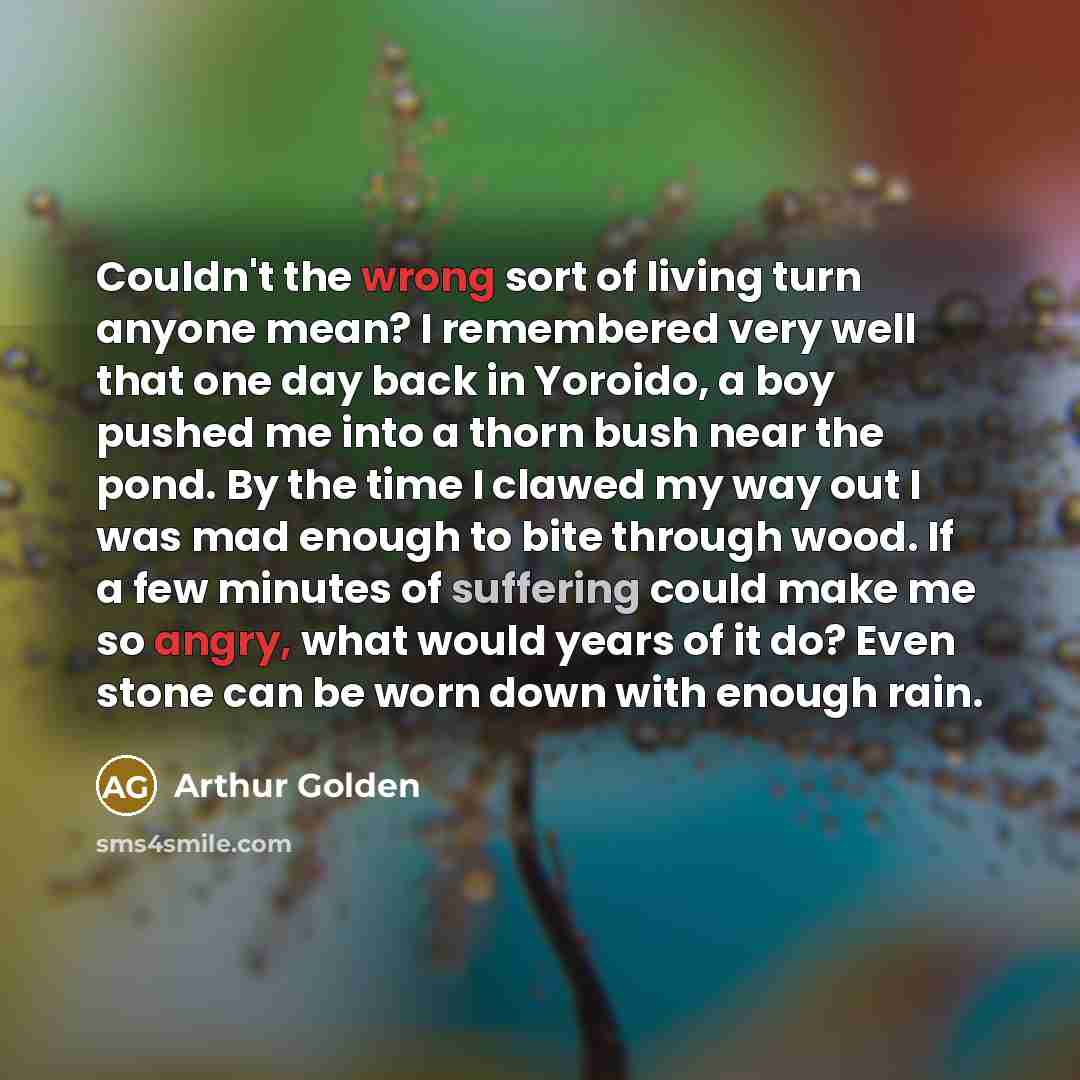 “Couldn't the wrong sort of living turn anyone mean? I…” quote by Arthur Golden
