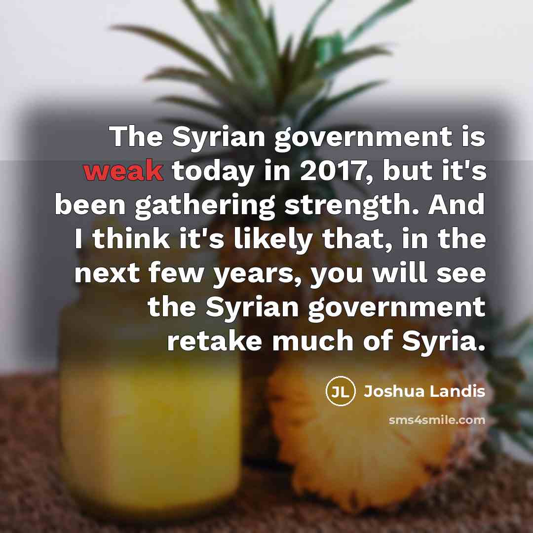 “The Syrian government is weak today in 2017, but it's…” quote by Joshua Landis