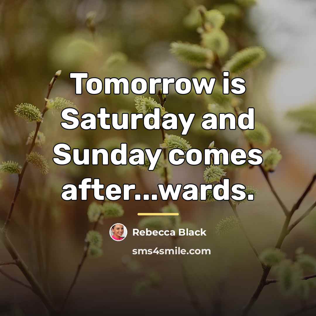 “Tomorrow is Saturday and Sunday comes after...wards.…” quote by Rebecca Black