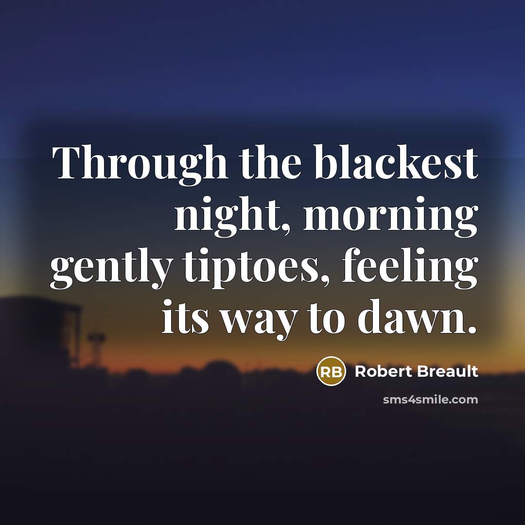 “Through the blackest night, morning gently tiptoes, feeling its way…” quote by Robert Breault