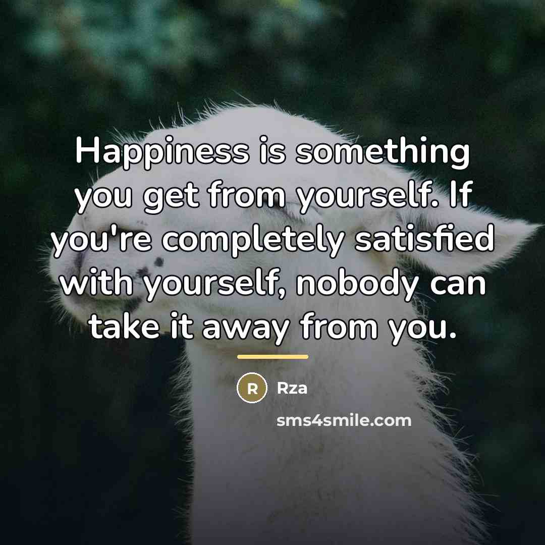 “Happiness is something you get from yourself. If you're completely…” quote by RZA