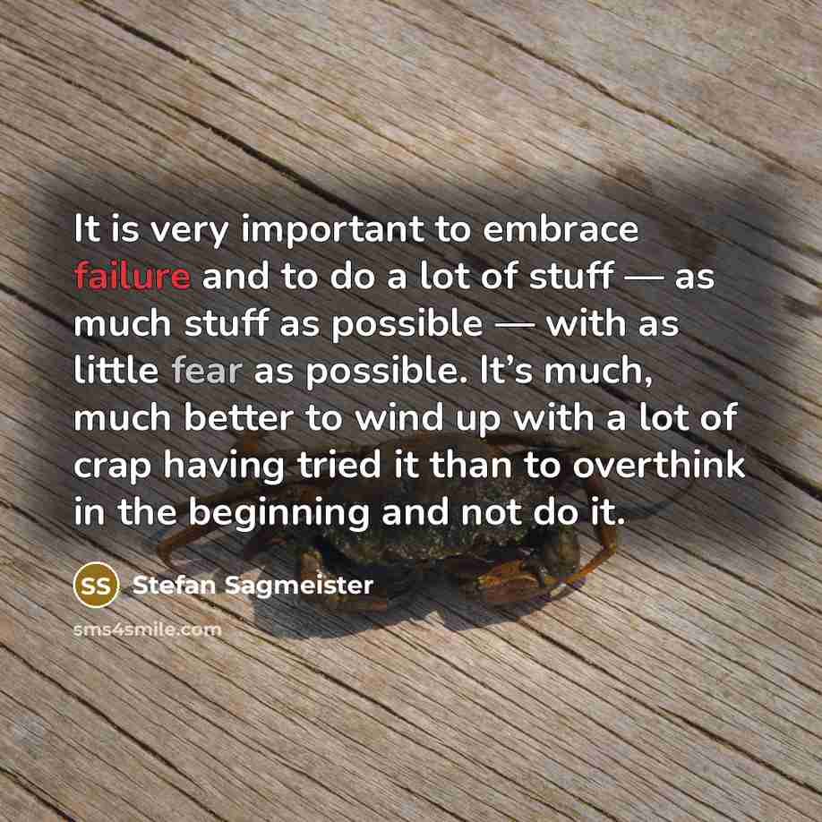 “It is very important to embrace failure and to do…” quote by Stefan Sagmeister