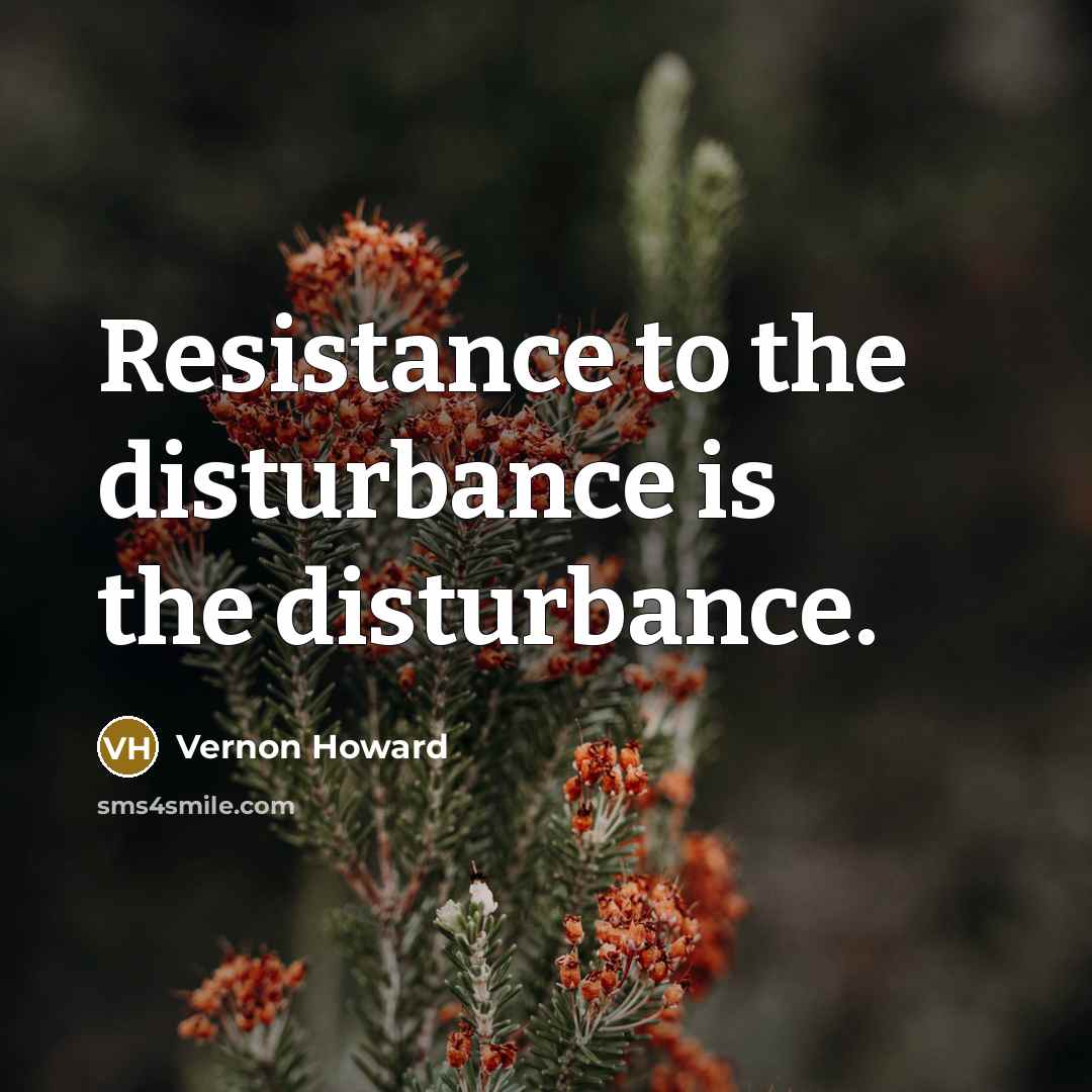 “Resistance to the disturbance is the disturbance.…” quote by Vernon Howard