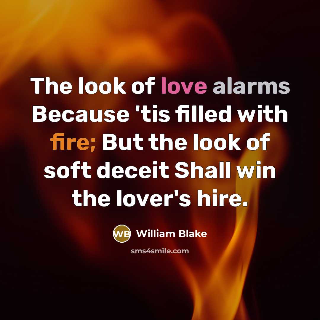 “The look of love alarms Because 'tis filled with fire;…” quote by William Blake