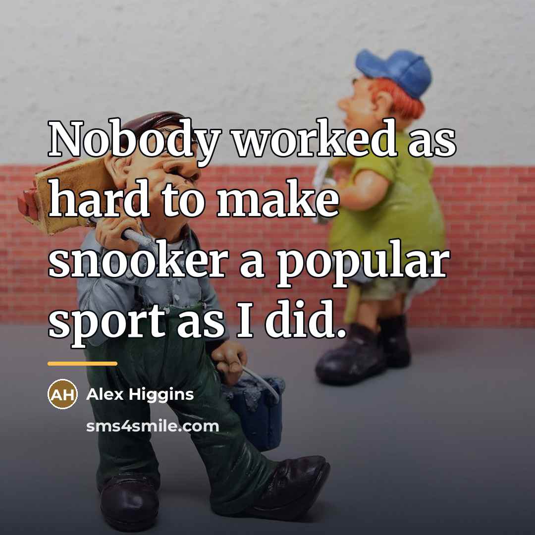 “Nobody worked as hard to make snooker a popular sport…” quote by Alex Higgins