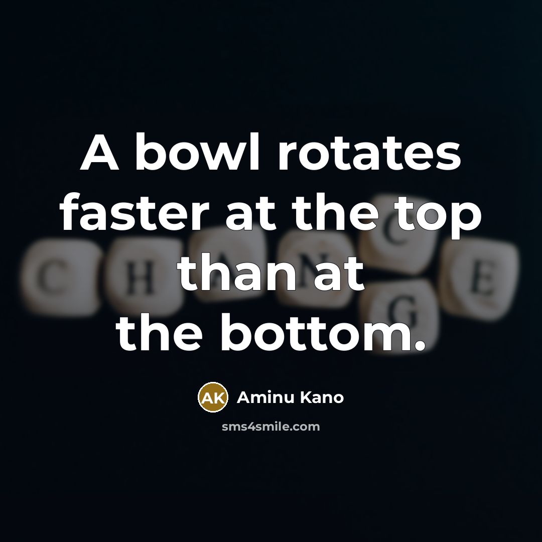 “A bowl rotates faster at the top than at the…” quote by Aminu Kano