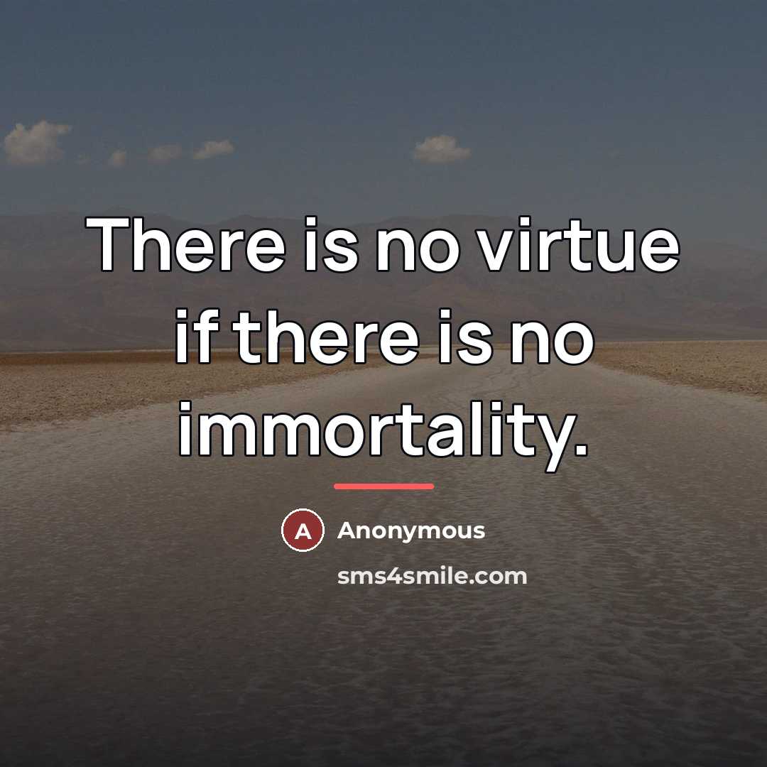 “There is no virtue if there is no immortality.…” quote by Anonymous