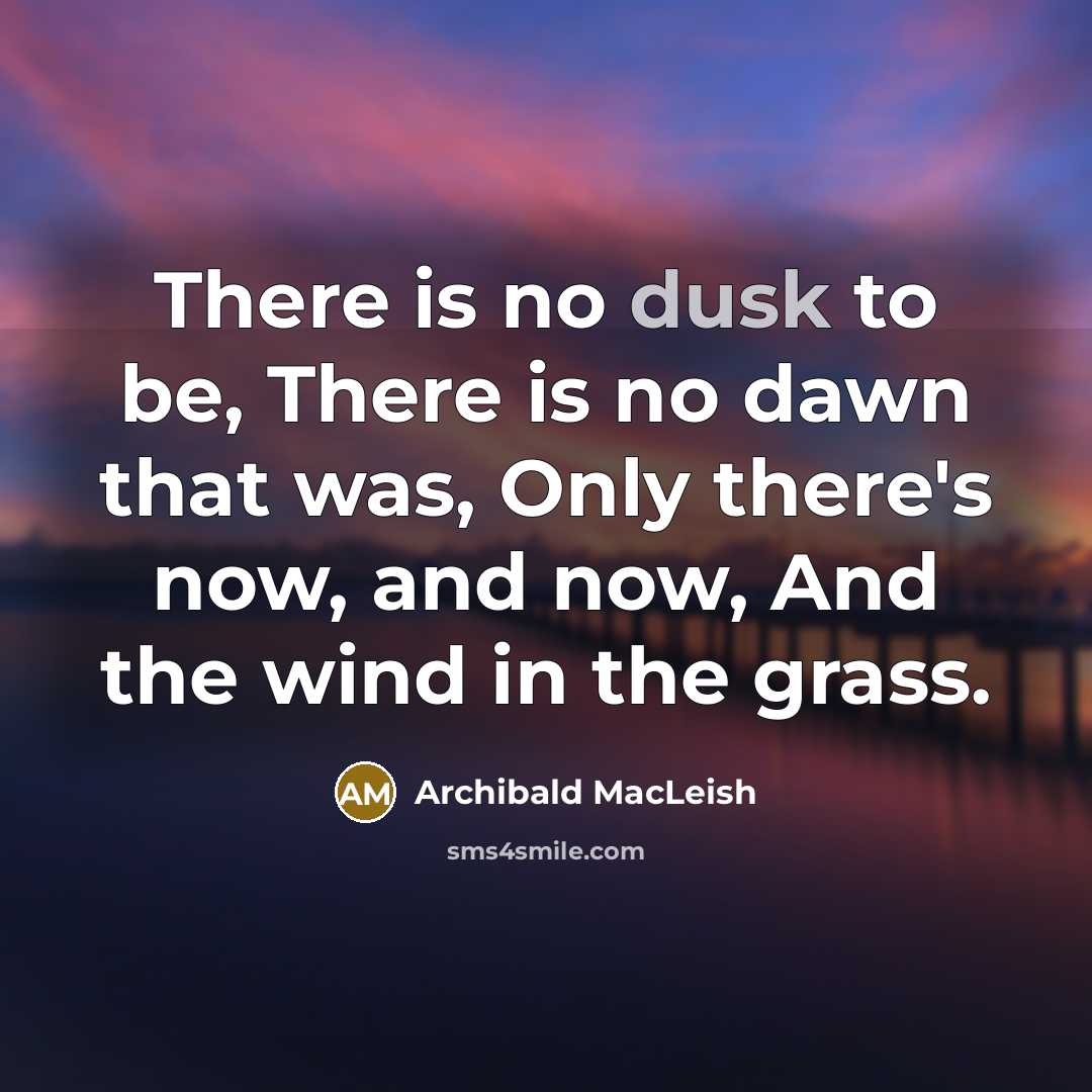 “There is no dusk to be, There is no dawn…” quote by Archibald MacLeish