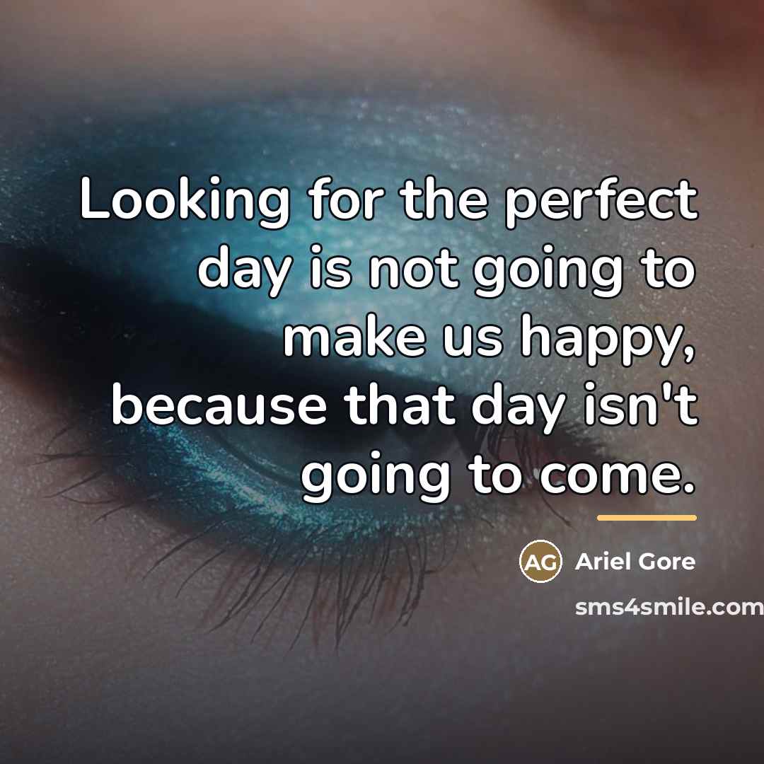 “Looking for the perfect day is not going to make…” quote by Ariel Gore
