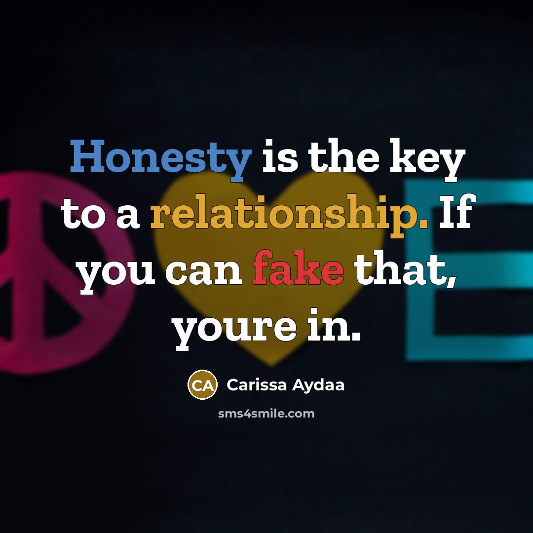 “Honesty is the key to a relationship. If you can…” quote by Carissa Aydaa