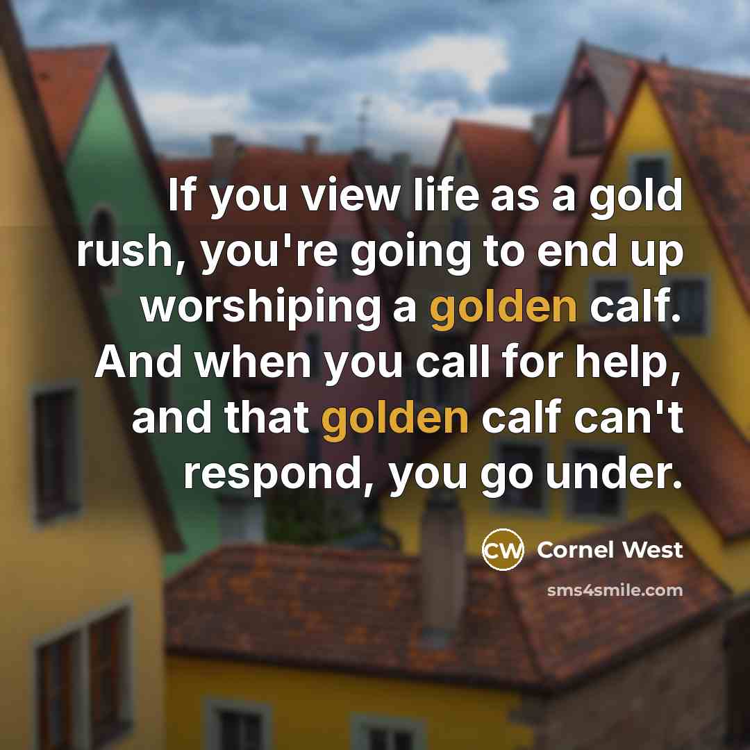 “If you view life as a gold rush, you're going…” quote by Cornel West