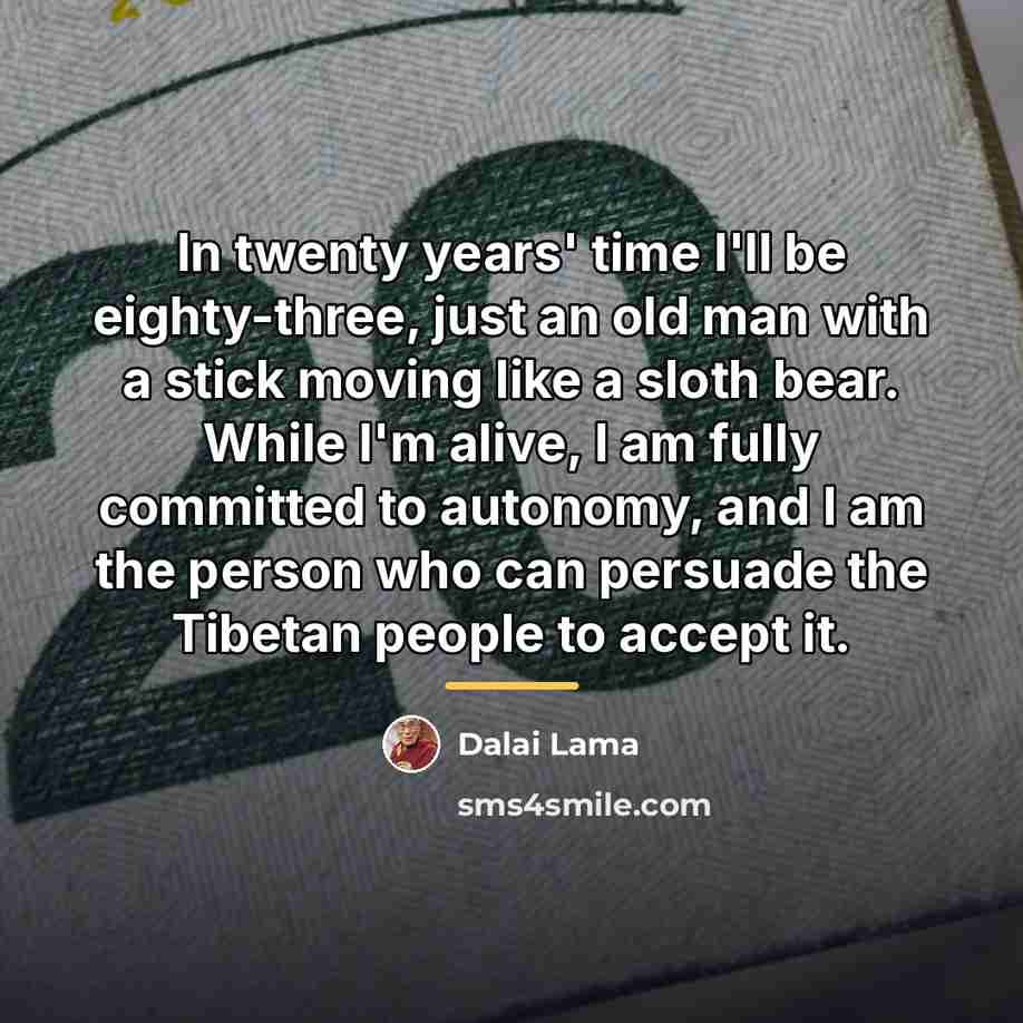 “In twenty years' time I'll be eighty-three, just an old…” quote by Dalai Lama