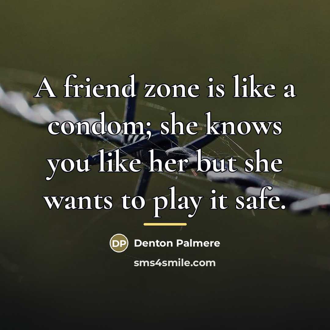 “A friend zone is like a condom; she knows you…” quote by Denton Palmere