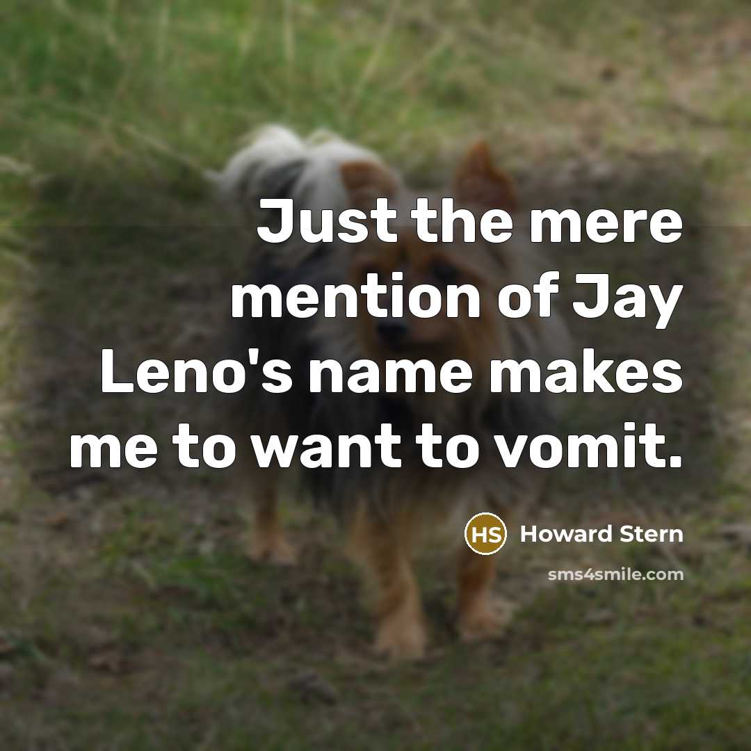 “Just the mere mention of Jay Leno's name makes me to want to vomit.” quote by Howard Stern