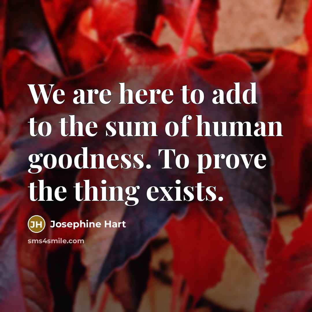 “We are here to add to the sum of human…” quote by Josephine Hart