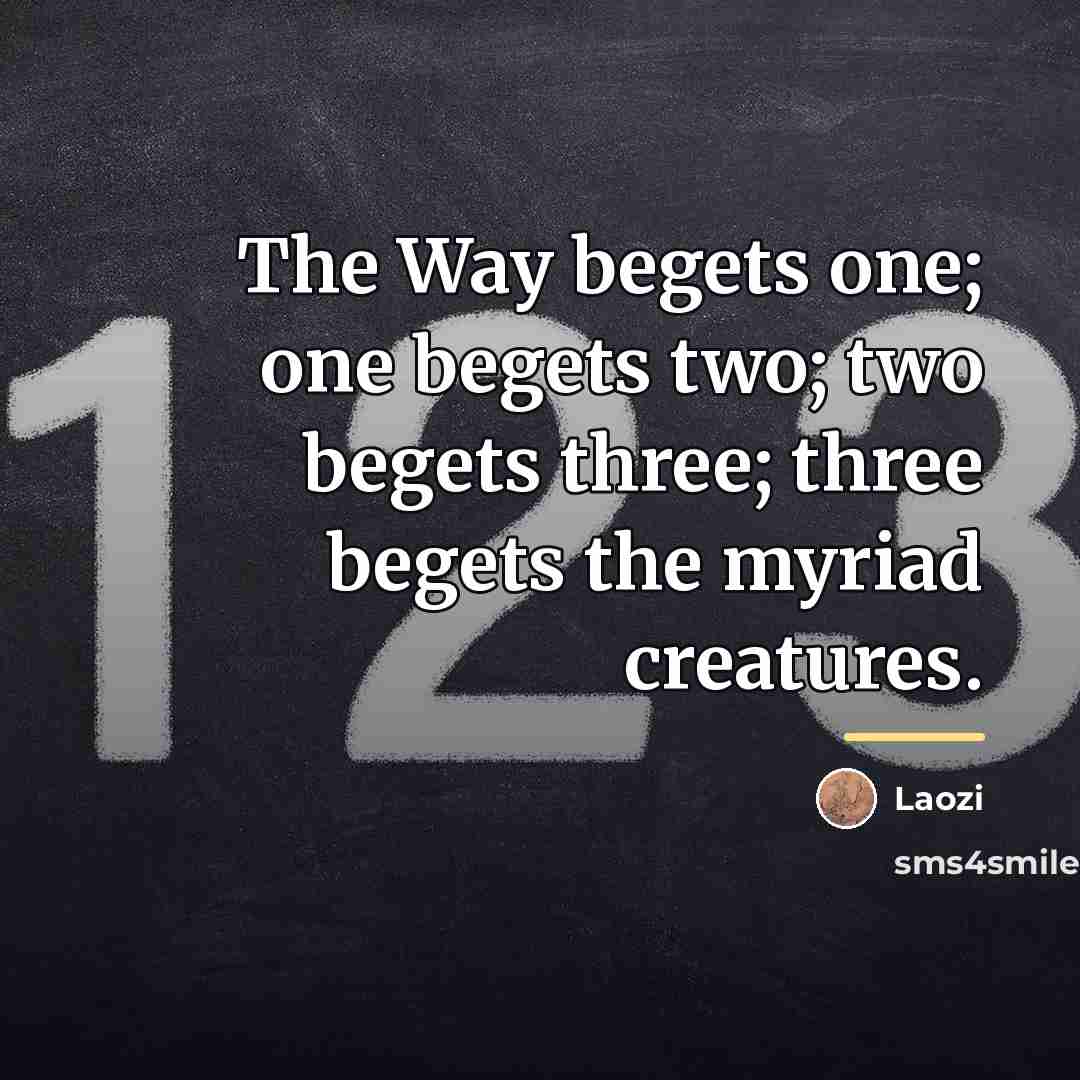 “The Way begets one; one begets two; two begets three;…” quote by Laozi