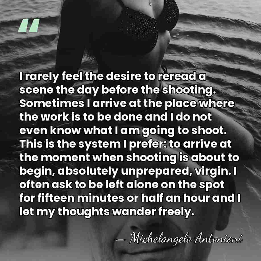 I rarely feel the desire to reread a scene the day before&hellip; - Michelangelo Antonioni