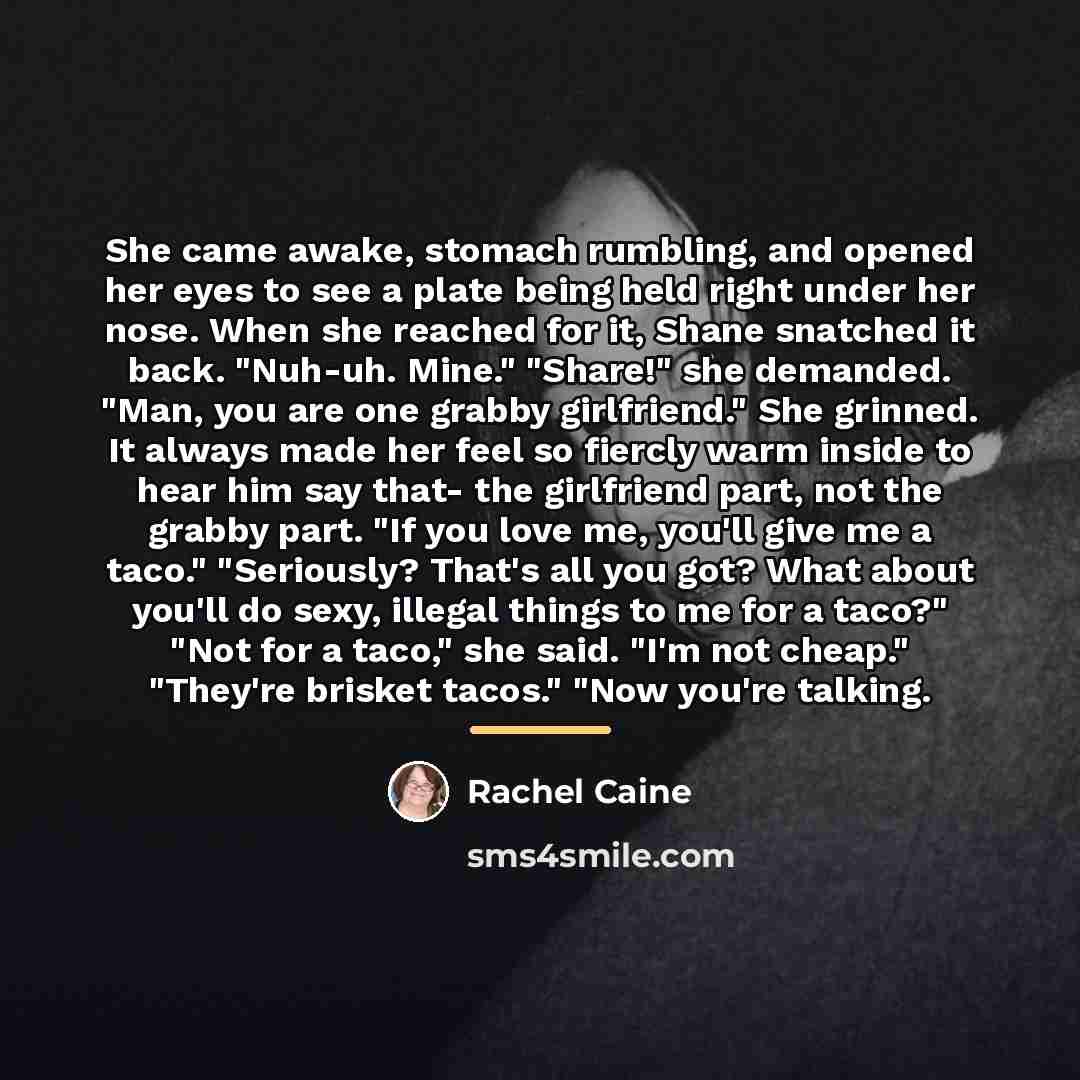 “She came awake, stomach rumbling, and opened her eyes to…” quote by Rachel Caine