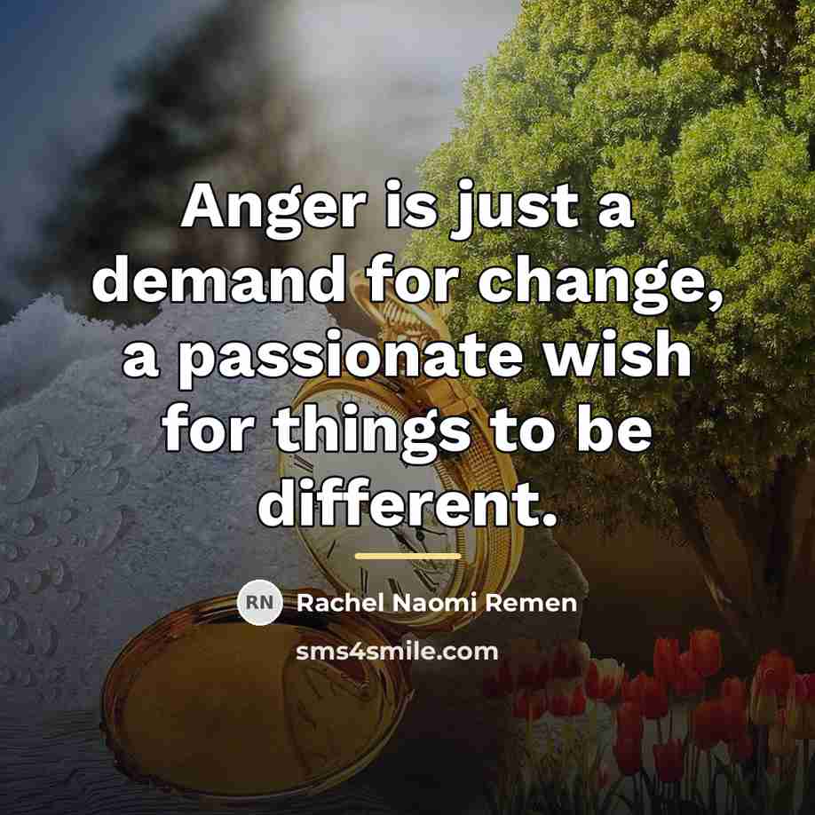 “Anger is just a demand for change, a passionate wish…” quote by Rachel Naomi Remen