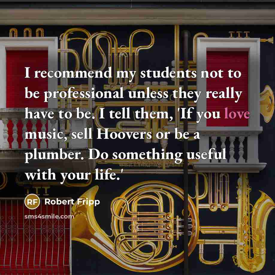 “I recommend my students not to be professional unless they…” quote by Robert Fripp