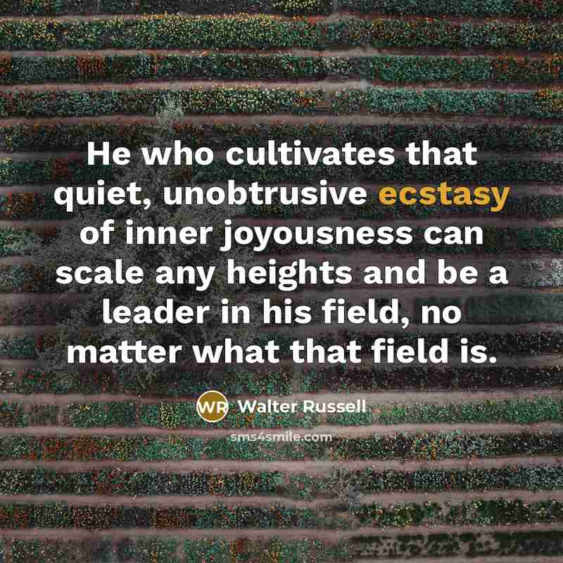 “He who cultivates that quiet, unobtrusive ecstasy of inner joyousness…” quote by Walter Russell