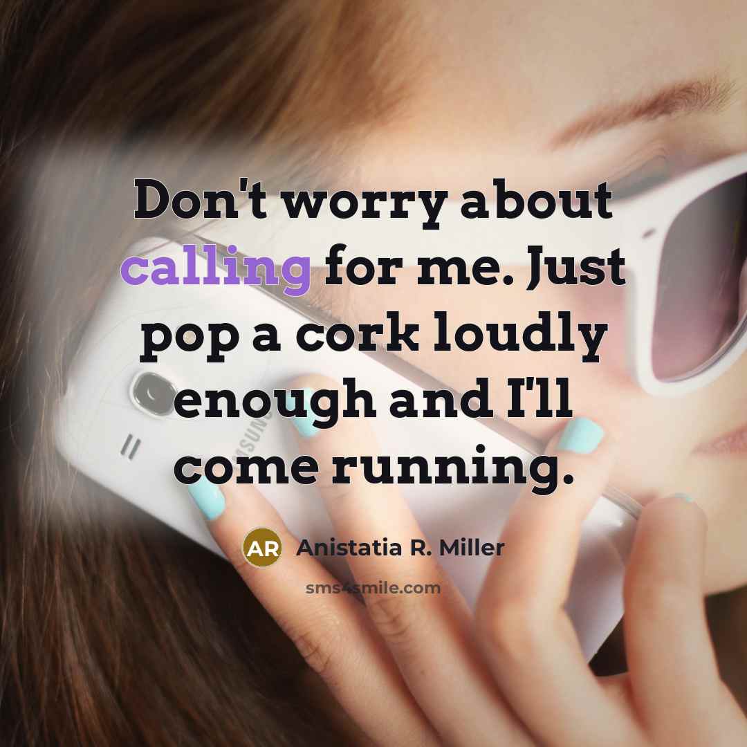 “Don't worry about calling for me. Just pop a cork…” quote by Anistatia R. Miller