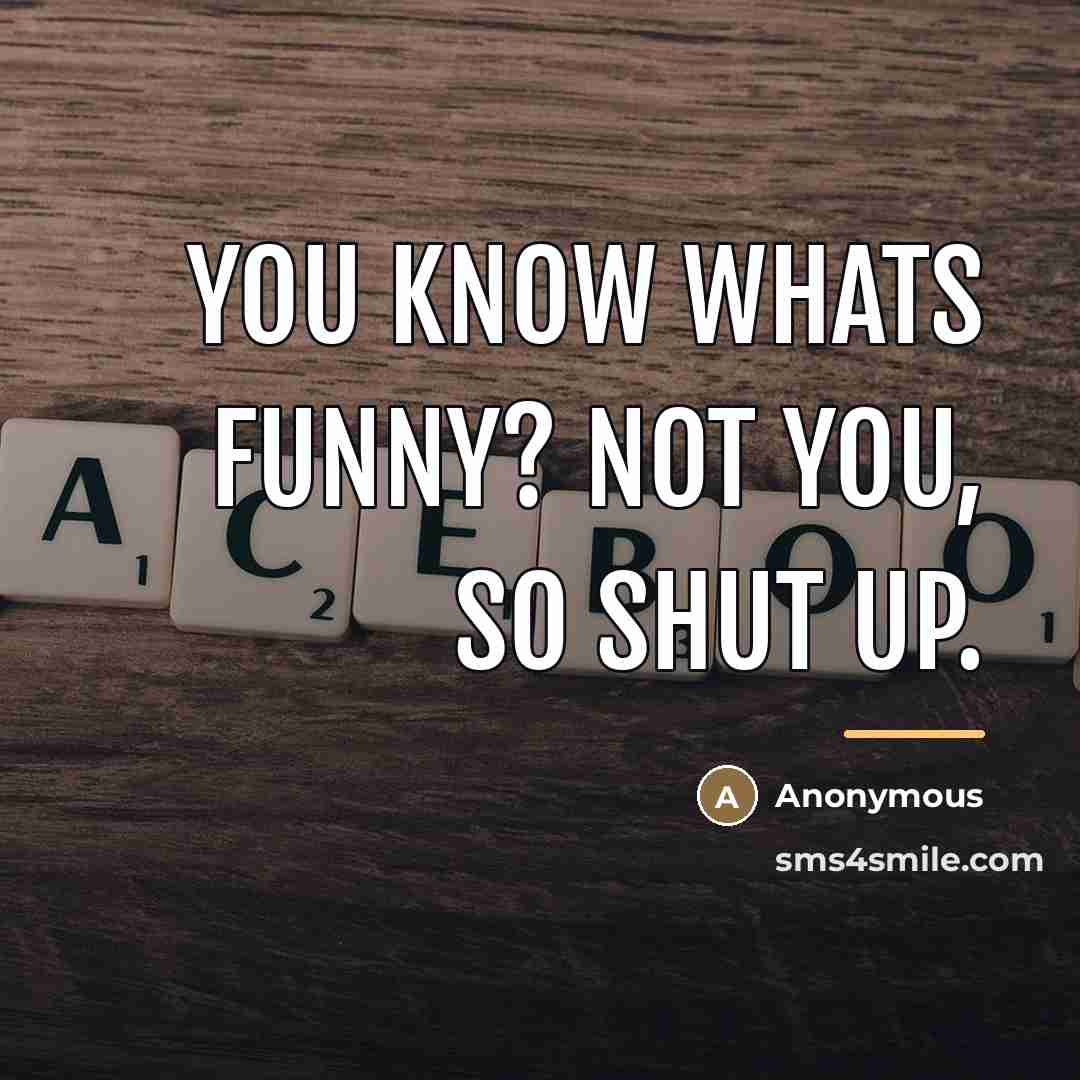 “You know whats funny? Not you, so shut up.…” quote by Anonymous
