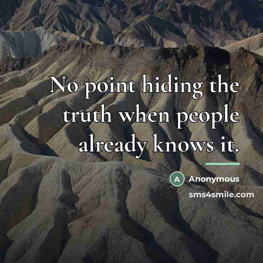 “No point hiding the truth when people already knows it.…” quote by Anonymous