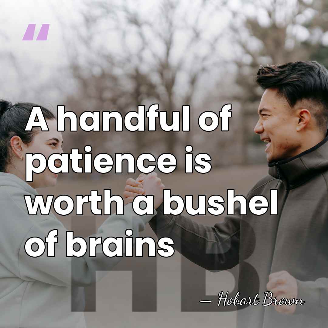 A handful of patience is worth a bushel of brains - Hobart Brown