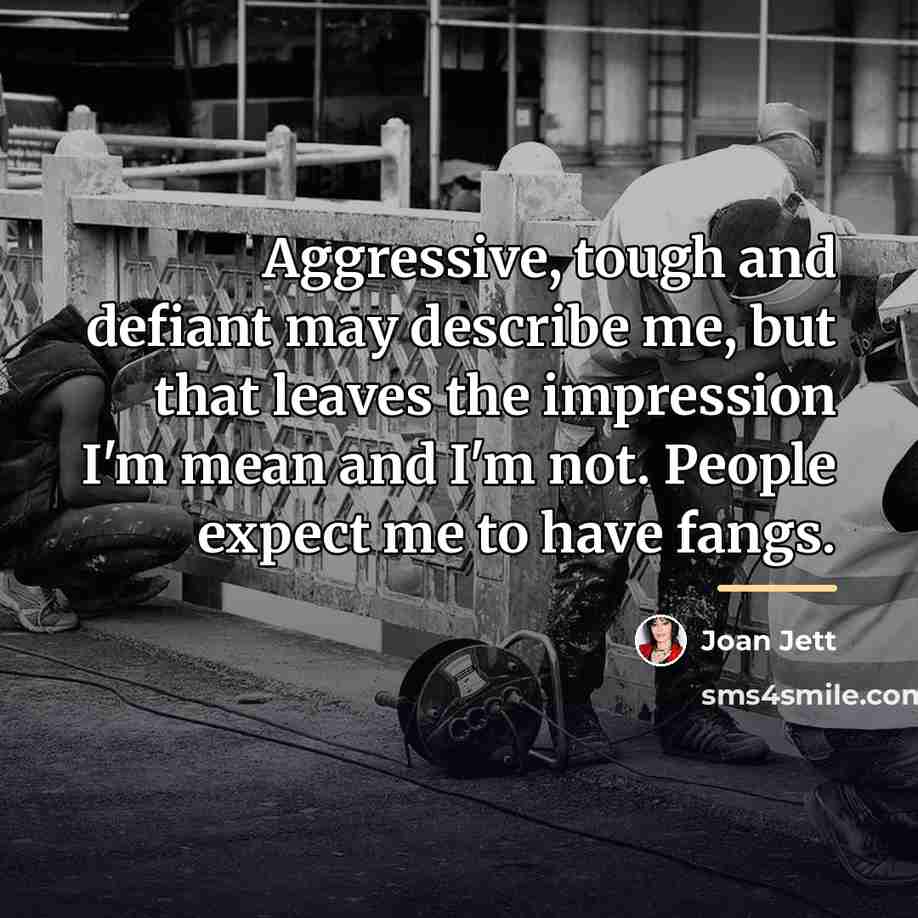 “Aggressive, tough and defiant may describe me, but that leaves…” quote by Joan Jett