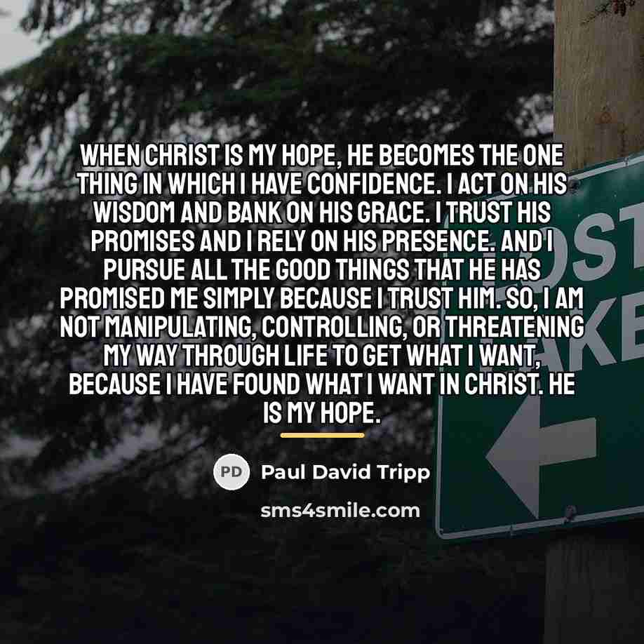 “When Christ is my hope, he becomes the one thing…” quote by Paul David Tripp