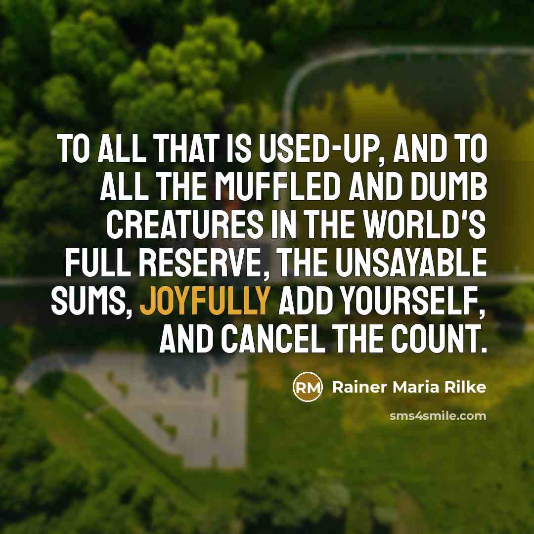 “To all that is used-up, and to all the muffled…” quote by Rainer Maria Rilke