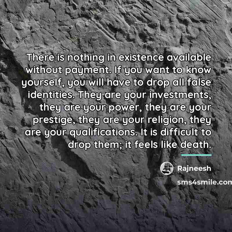 “There is nothing in existence available without payment. If you…” quote by Rajneesh