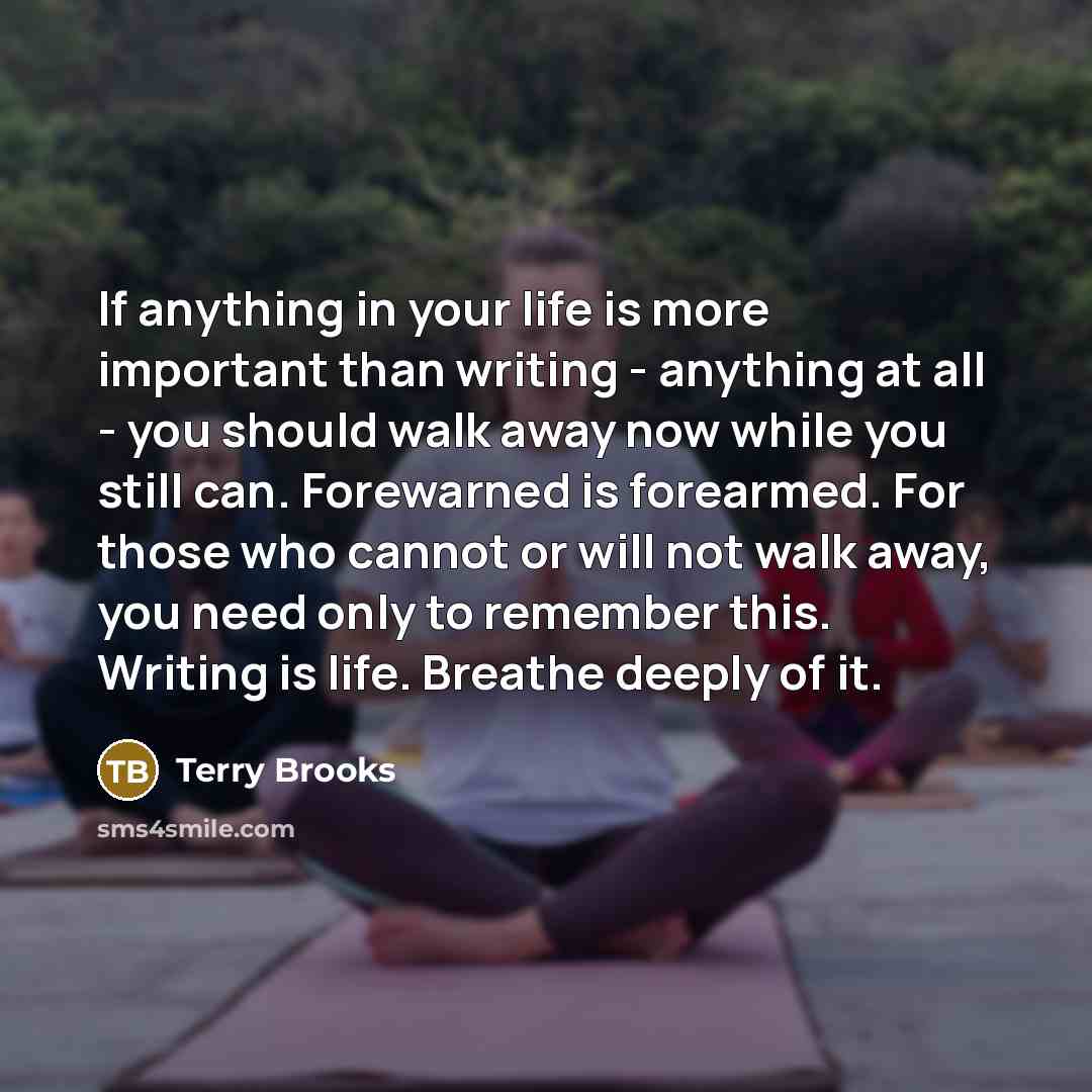 “If anything in your life is more important than writing…” quote by Terry Brooks