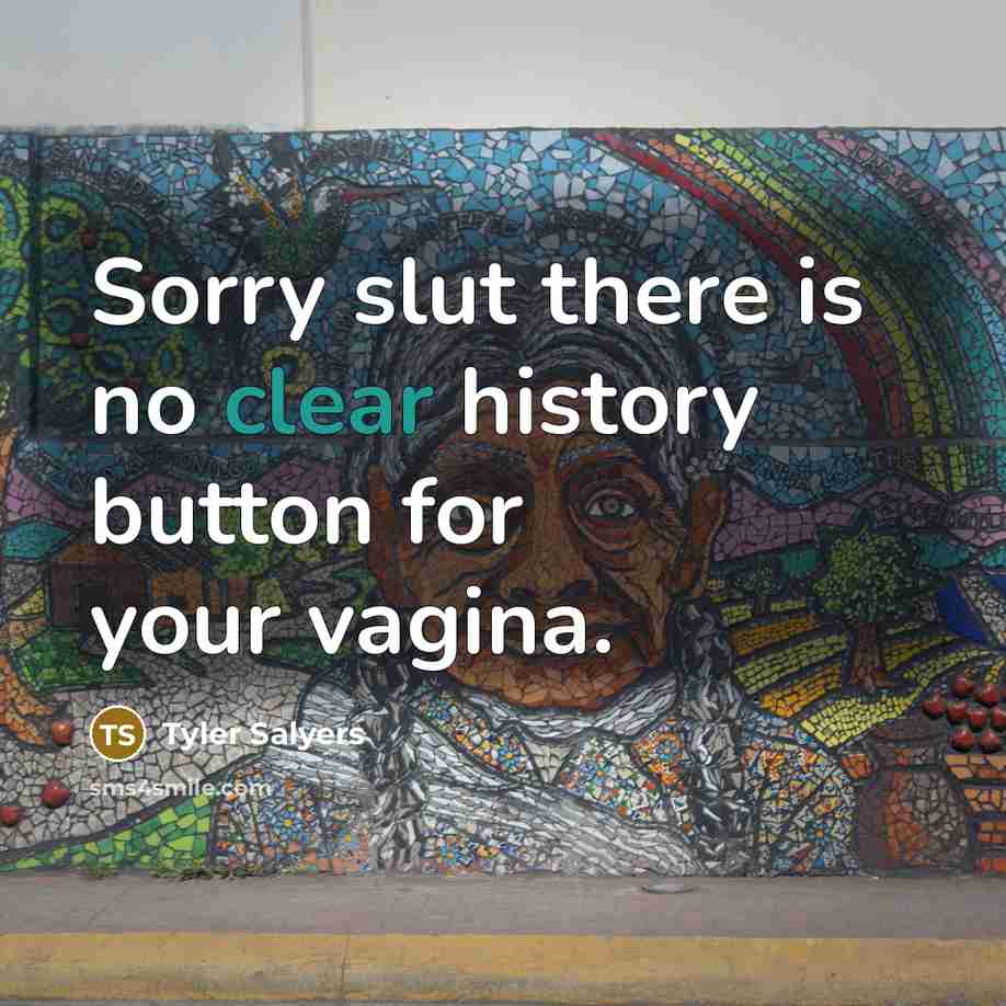 “Sorry slut there is no clear history button for your…” quote by Tyler Salyers