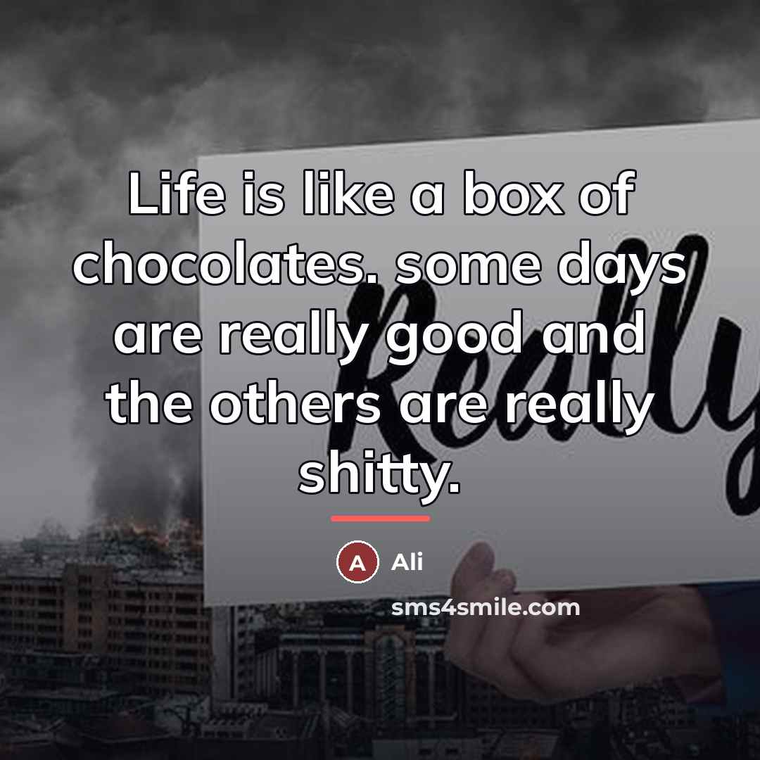 “Life is like a box of chocolates. some days are…” quote by Ali