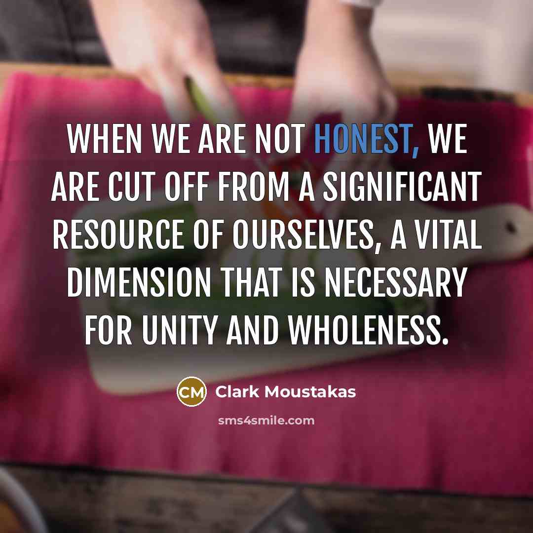 “When we are not honest, we are cut off from…” quote by Clark Moustakas